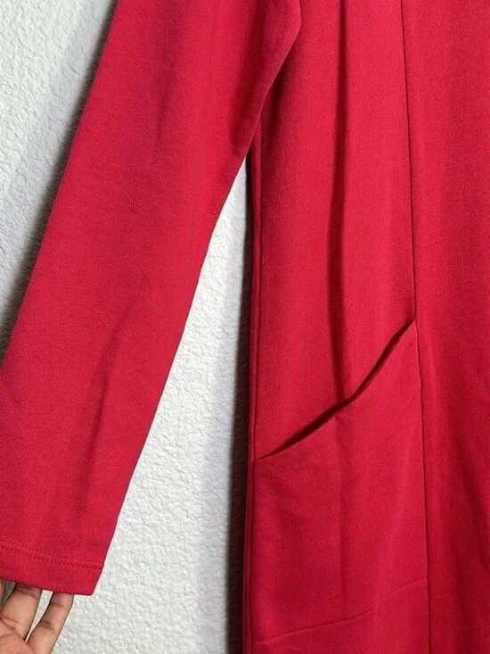 J. Jill Pink Pullover Sweater Dress Pockets Long Sleeve Womens Size Small Barbie - Picture 6 of 8